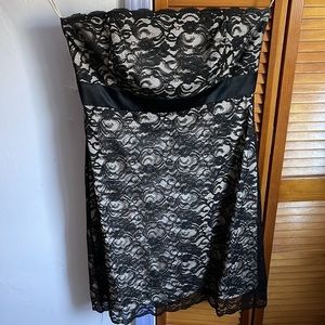 White House Black Market Strapless Black Lace Cocktail Dress